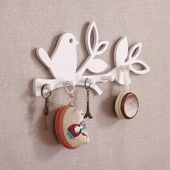 Vták/láska dizajn DIY dreva dekoratívne nástenné police s hákom kľúč držiak na stenuúložný stojan police vešiak domova